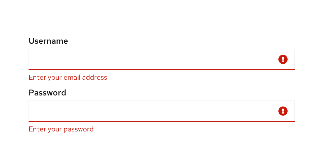 Example of empty login fields