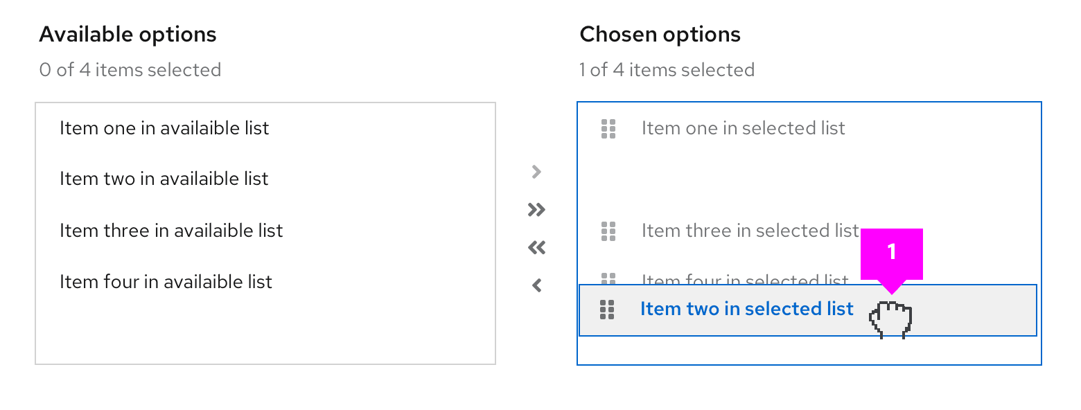 Dual list drag interaction 1 - Drag in progress